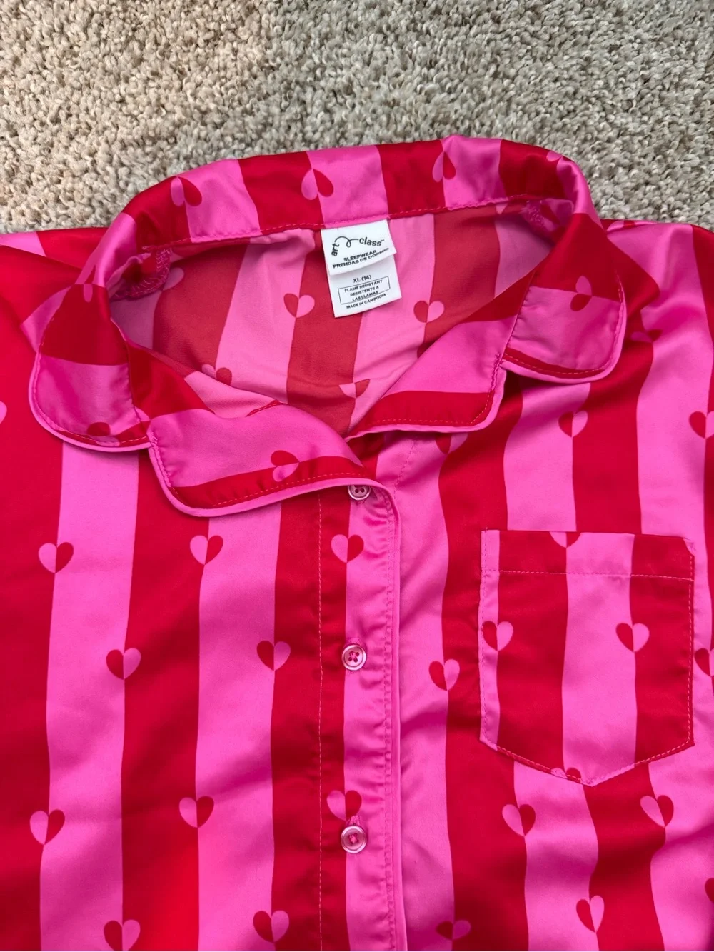 art class Hot Pink and Fuchsia Striped Heart Pajama Set